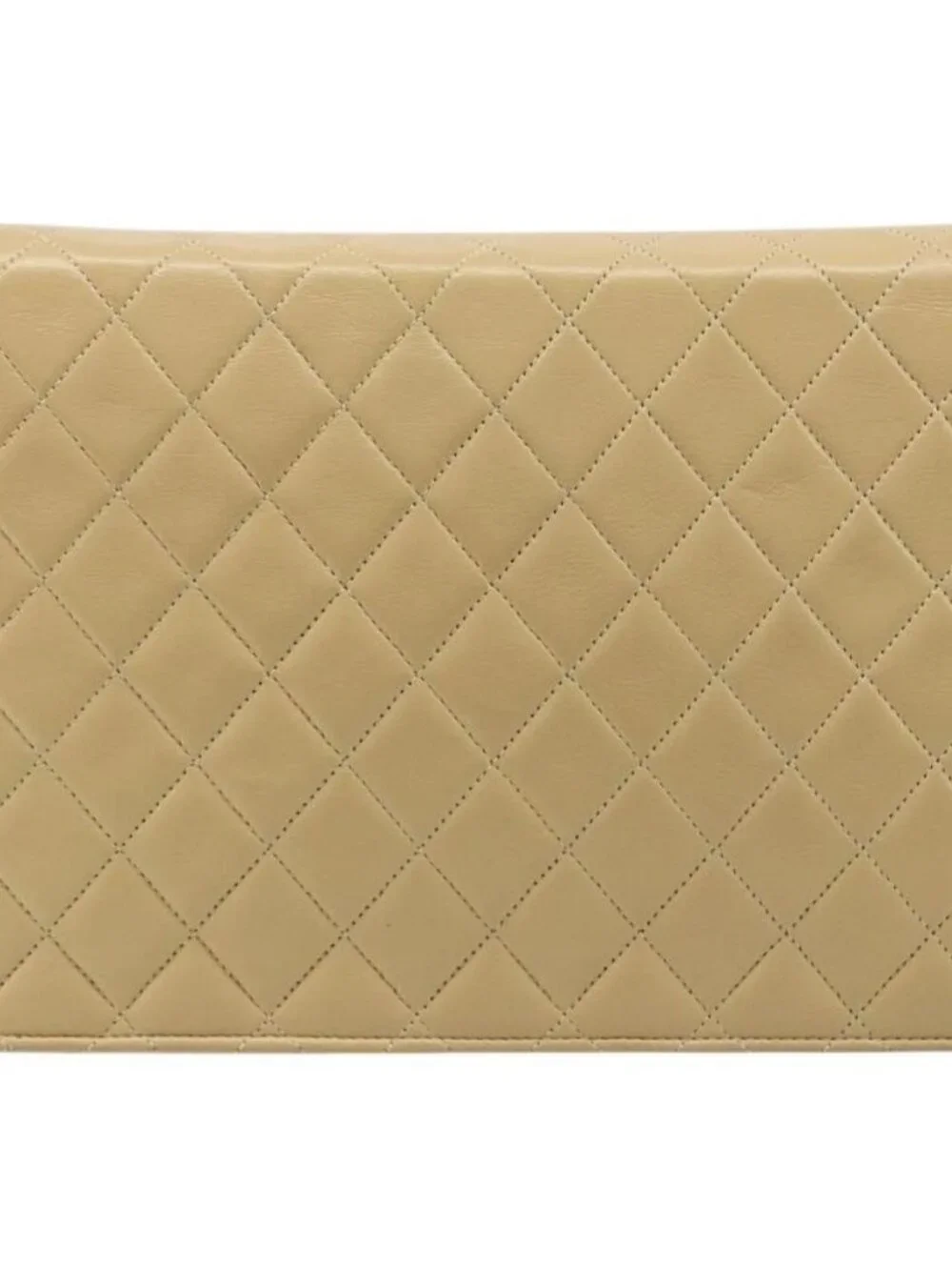 CHANEL Matelasse Chain Shoulder Bag Lamb Skin Beige Gold CC Auth 187257